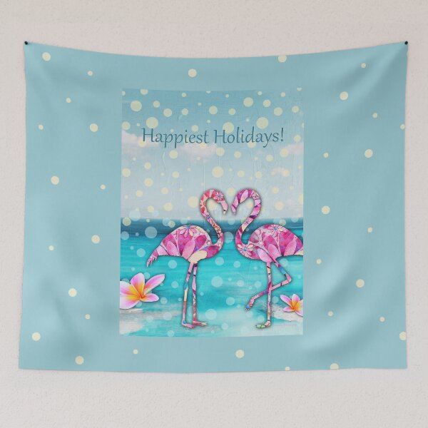 Item preview, Happiest Holidays Flamingos designed and sold by Sharon Cummings Art.