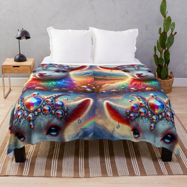 Item preview, Bejeweled Cute Goat – Rainbow Fantasy Meadow Illustration designed and sold by EmeraldeaArt.