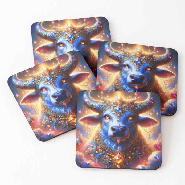 Item preview, Bejeweled Taurus Bull – Fantasy Astrology Art Among the Clouds designed and sold by EmeraldeaArt.