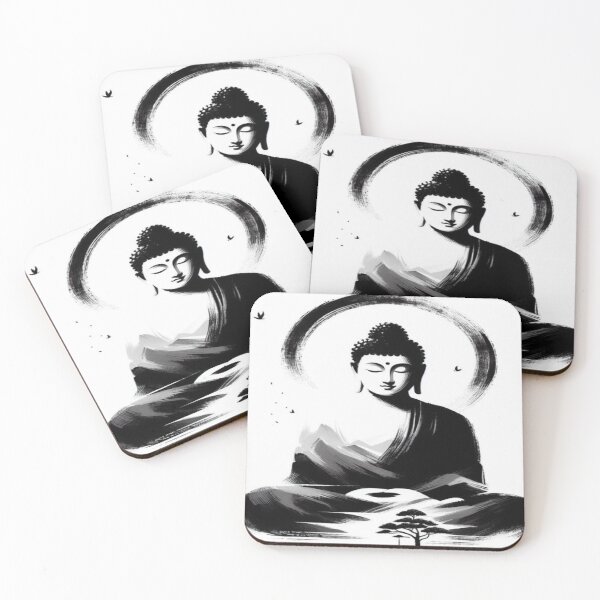 Item preview, Minimalist Buddha – Art Spirituel Noir & Blanc designed and sold by ArtPrintDeLuxe.