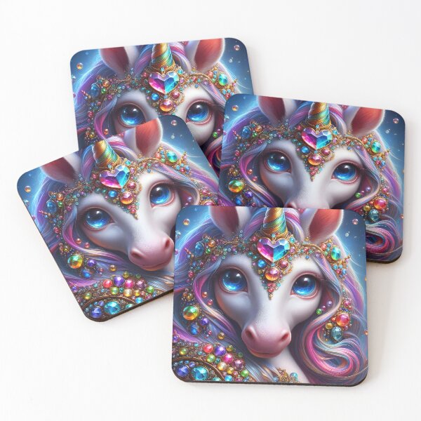 Item preview, Fantasy White Unicorn – Gemstone Heart on Forehead Blue Eyes designed and sold by EmeraldeaArt.