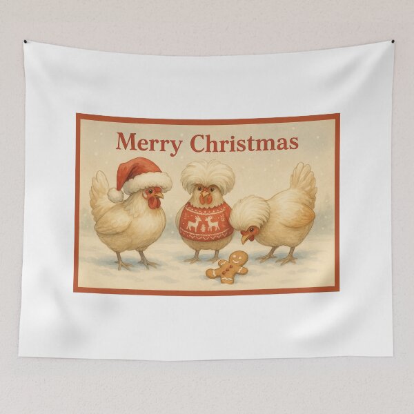 Item preview, Polish Chickens Christmas Scene – Merry Christmas designed and sold by Meandmyshop.