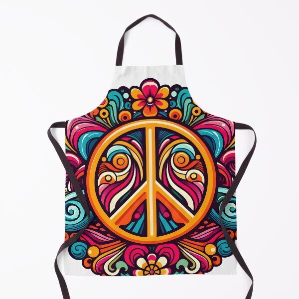 Item preview, Colorful Hippie Peace Symbol – Retro Floral Groovy Design. designed and sold by The-T-In-Retro.