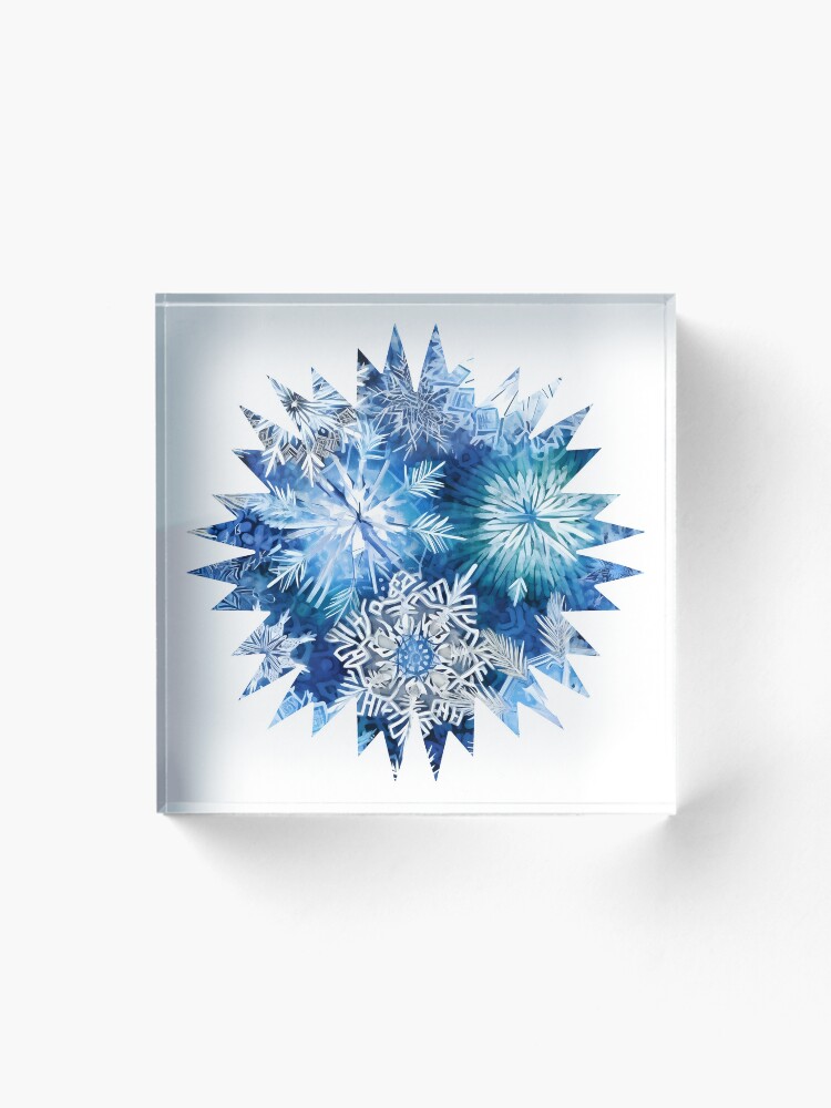 Thumbnail 1 of 5, Acrylic Block, Blue Snowflake designed and sold by gracefullizard.