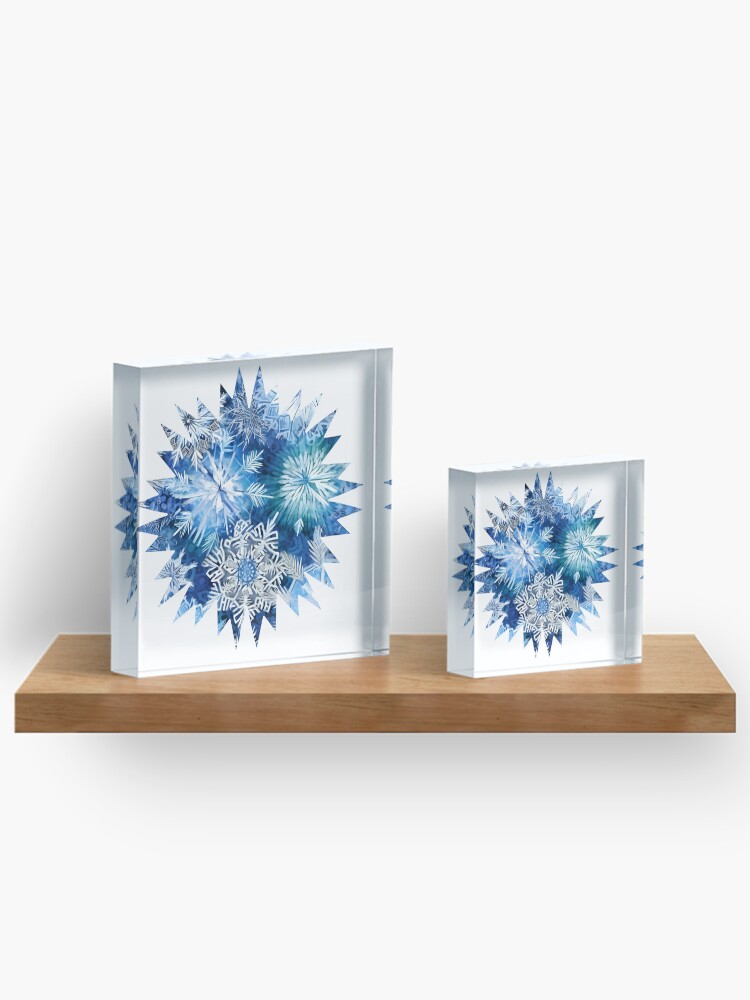 Thumbnail 3 of 5, Acrylic Block, Blue Snowflake designed and sold by gracefullizard.