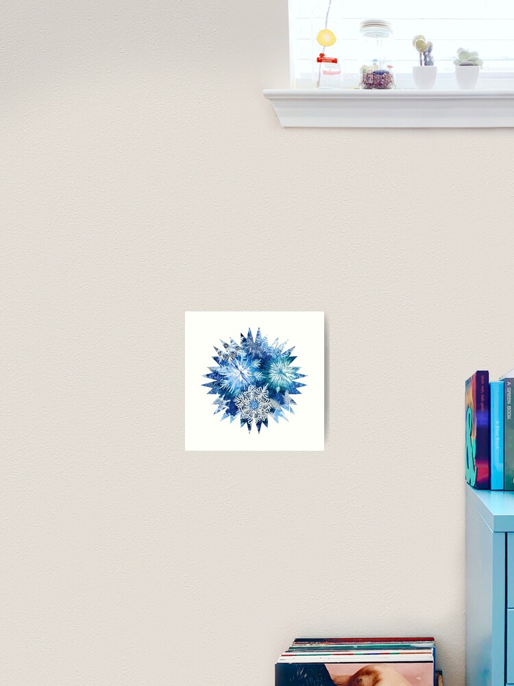 Thumbnail 2 of 3, Art Print, Blue Snowflake designed and sold by gracefullizard.