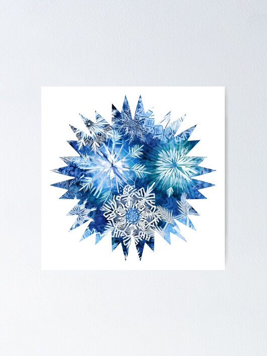 Thumbnail 1 of 3, Poster, Blue Snowflake designed and sold by gracefullizard.