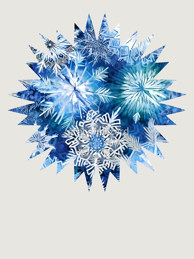 Thumbnail 6 of 6, Premium Oversized Hoodie, Blue Snowflake designed and sold by gracefullizard.