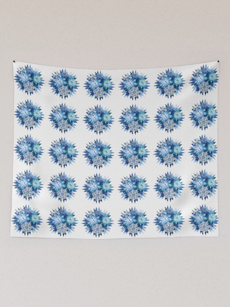 Thumbnail 2 of 3, Tapestry, Blue Snowflake designed and sold by gracefullizard.