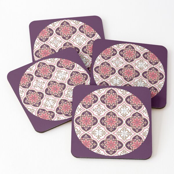 Item preview, Portuguese SpanishTiles Floral Pattern Pink Purple designed and sold by TackyTime.