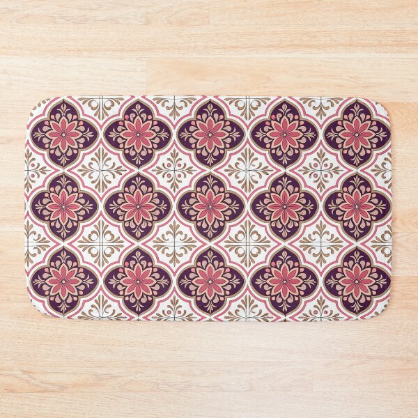 Item preview, Portuguese SpanishTiles Floral Pattern Pink Purple designed and sold by TackyTime.