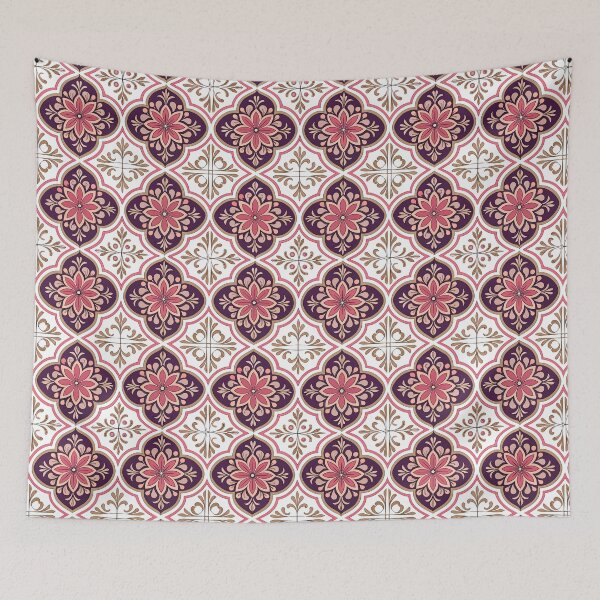 Item preview, Portuguese SpanishTiles Floral Pattern Pink Purple designed and sold by TackyTime.