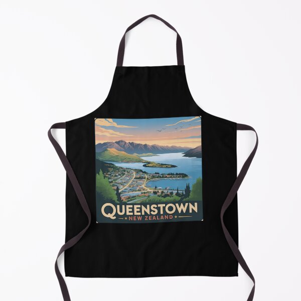 Item preview, Vintage Queenstown New Zealand Travel Poster – Scenic Lake and Mountain Landscape Illustration designed and sold by VividOrganica.