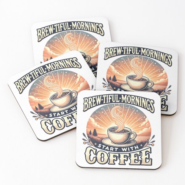 Item preview, Brew-tiful Mornings Start with Coffee Retro Sunrise Design. designed and sold by The-T-In-Retro.