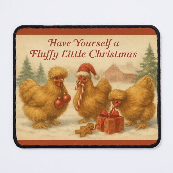 Item preview, Cochin Chickens Christmas with gingerbread man and presents designed and sold by Meandmyshop.