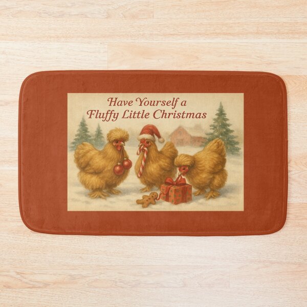 Item preview, Cochin Chickens Christmas  with gingerbread man and presents designed and sold by Meandmyshop.