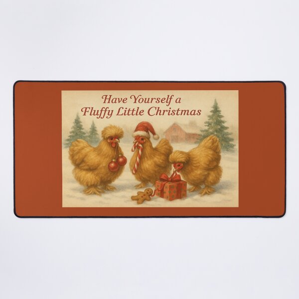 Item preview, Cochin Chickens Christmas  with gingerbread man and presents designed and sold by Meandmyshop.