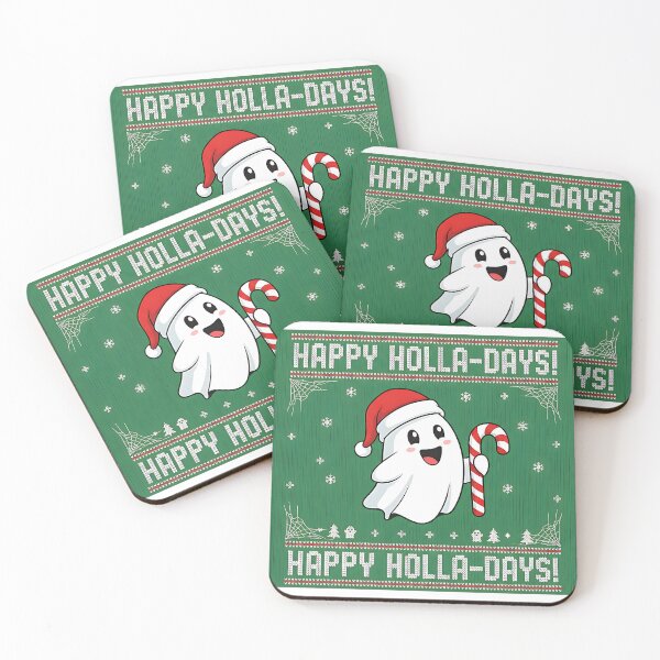 Item preview, Happy Holla-Days" Cute Ghost Christmas Sweater designed and sold by Silent Watch Threads..
