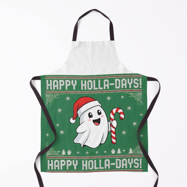Item preview, Happy Holla-Days" Cute Ghost Christmas Sweater designed and sold by Silent Watch Threads..