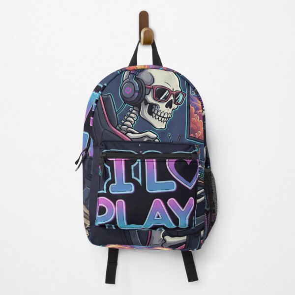 Item preview, Skeleton Gamer Setup | I Love Play Game Neon Art designed and sold by TheArtForge.