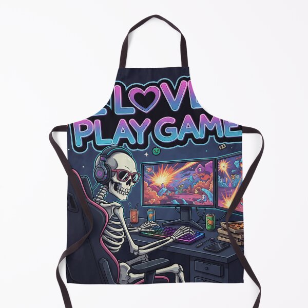 Item preview, Skeleton Gamer Setup | I Love Play Game Neon Art designed and sold by TheArtForge.