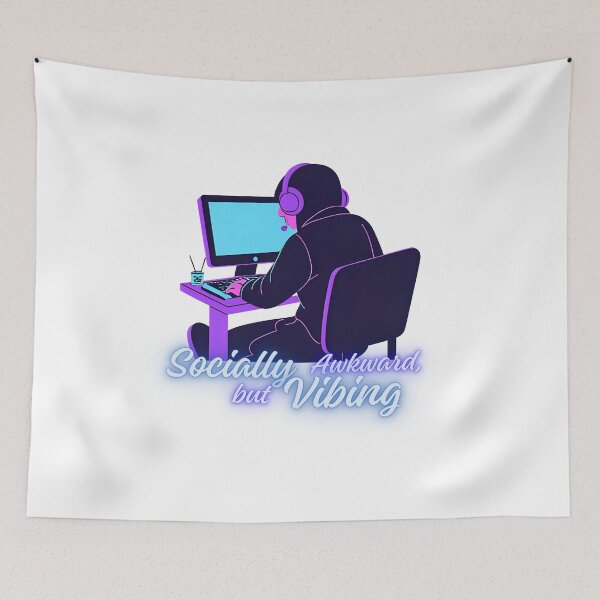 Item preview, Socially Awkward But Vibing | Introvert Gamer Vibes designed and sold by Cute and Funny.