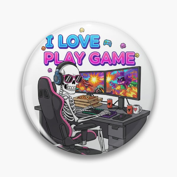 Item preview, Skeleton Gamer Setup | I Love Play Game Cartoon Art designed and sold by TheArtForge.