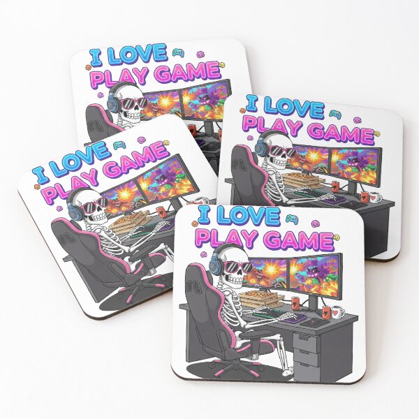 Item preview, Skeleton Gamer Setup | I Love Play Game Cartoon Art designed and sold by TheArtForge.