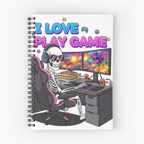 Item preview, Skeleton Gamer Setup | I Love Play Game Cartoon Art designed and sold by TheArtForge.