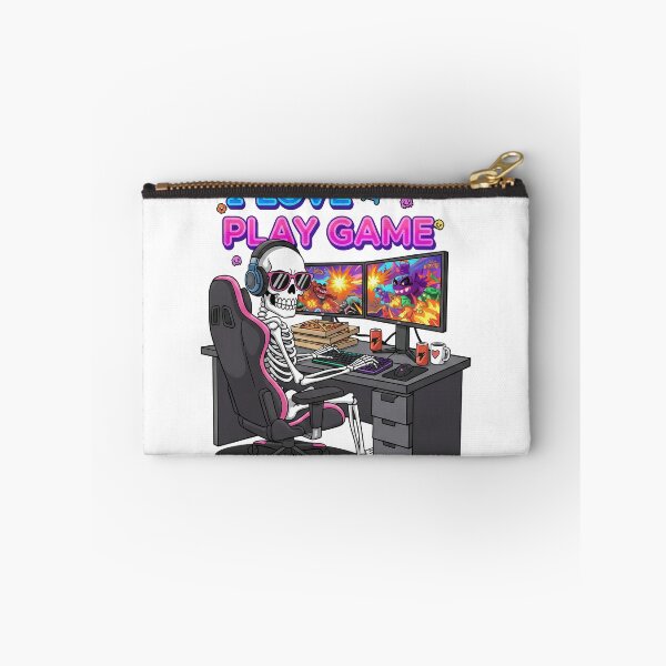 Item preview, Skeleton Gamer Setup | I Love Play Game Cartoon Art designed and sold by TheArtForge.
