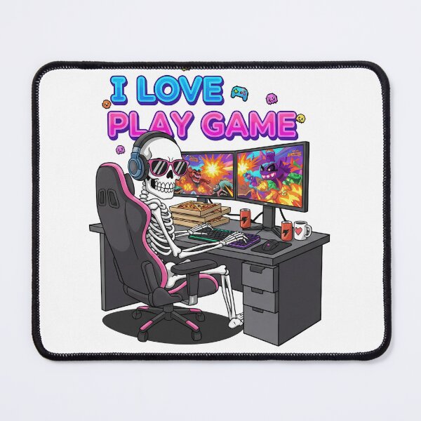 Item preview, Skeleton Gamer Setup | I Love Play Game Cartoon Art designed and sold by TheArtForge.