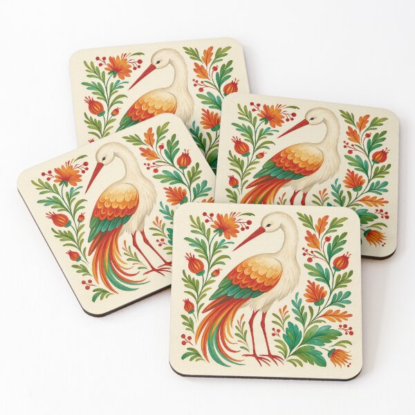 Item preview, Traditional Ukrainian Petrykivka Art of the White Stork designed and sold by Myra365Art.