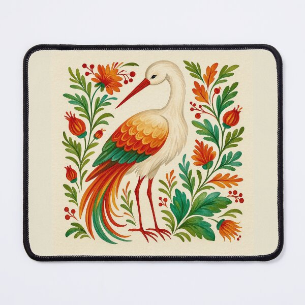 Item preview, Traditional Ukrainian Petrykivka Art of the White Stork designed and sold by Myra365Art.