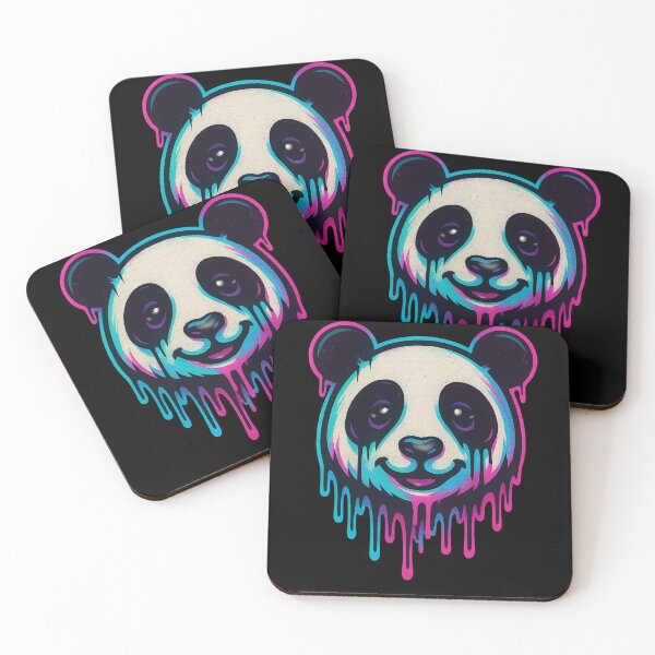 Item preview, Neon Drip Panda Head – Vibrant panda black edition  designed and sold by Dreamy Panda Studio .