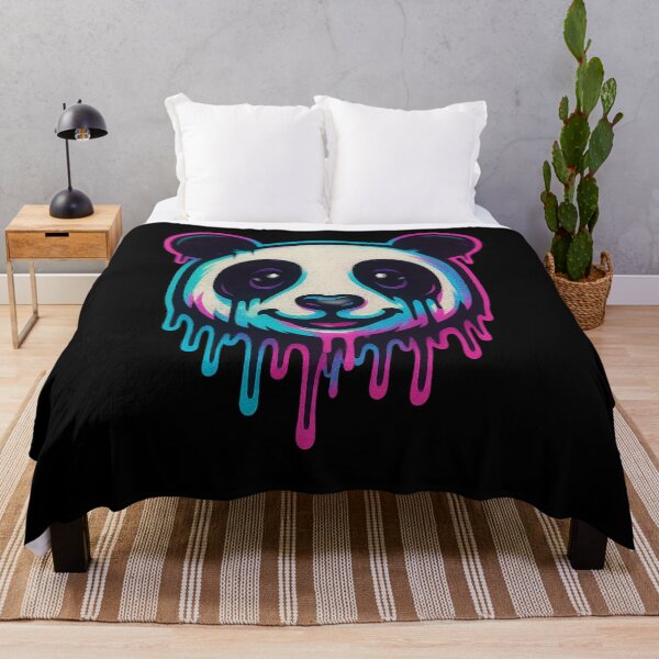 Item preview, Neon Drip Panda Head – Vibrant panda black edition designed and sold by Dreamy Panda Studio .