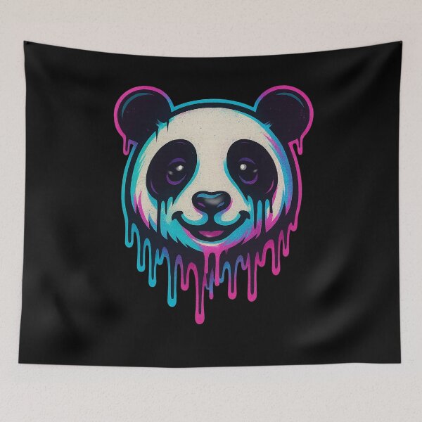 Item preview, Neon Drip Panda Head – Vibrant panda black edition  designed and sold by Dreamy Panda Studio .