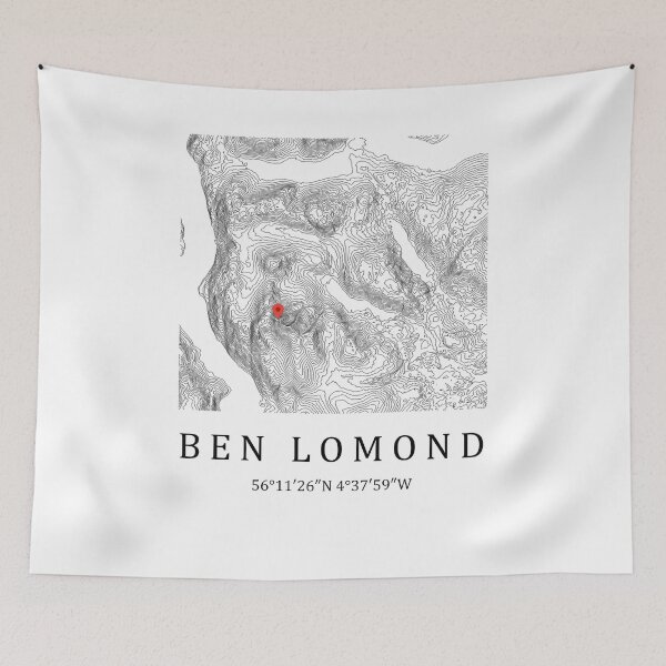 Item preview, Ben Lomond Scotland Mountain Map Print - Scottish Munro Topographic Art Gift for Hikers designed and sold by Loom on the Loch.