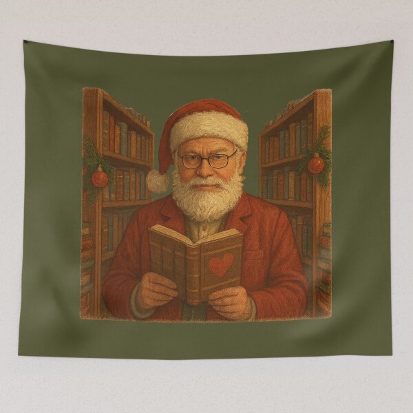 Item preview, The Librarian Claus - Santa in the Holiday Book Haven designed and sold by I AM BRO.