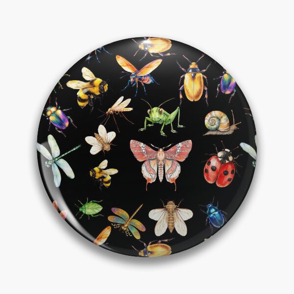 Item preview, Colorful Insects Pattern – Vintage Botanical Bugs & Butterflies Art - BLACK designed and sold by PAPIRO SIGLO XXI.