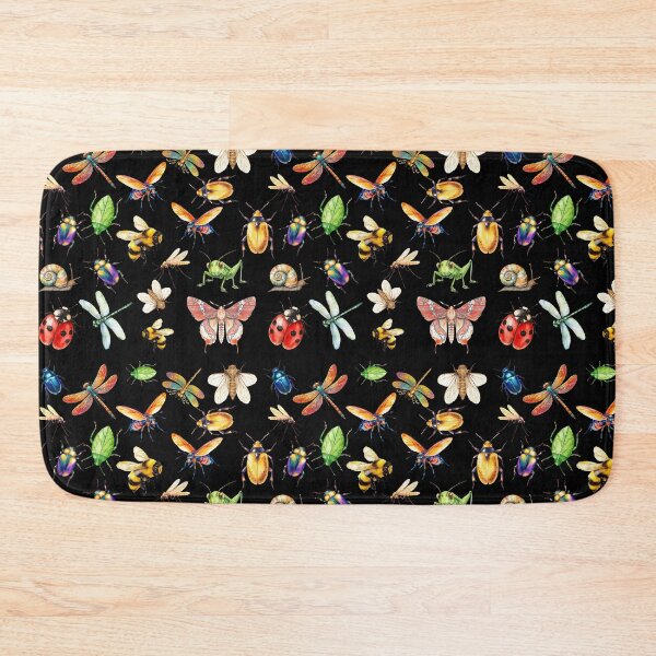 Item preview, Colorful Insects Pattern – Vintage Botanical Bugs & Butterflies Art - BLACK designed and sold by PAPIRO SIGLO XXI.