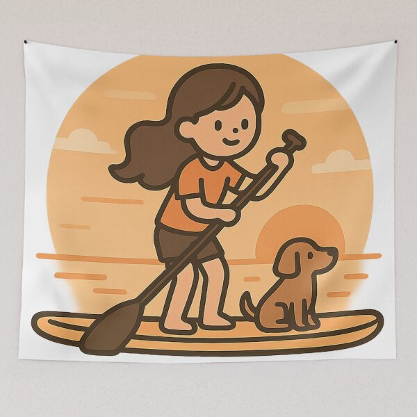 Item preview, Girl and Dog on Stand Up Paddle Board designed and sold by SassyArtistry.