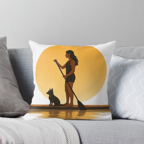 Item preview, Woman and Dog on Stand Up Paddle Board at Sunset designed and sold by SassyArtistry.