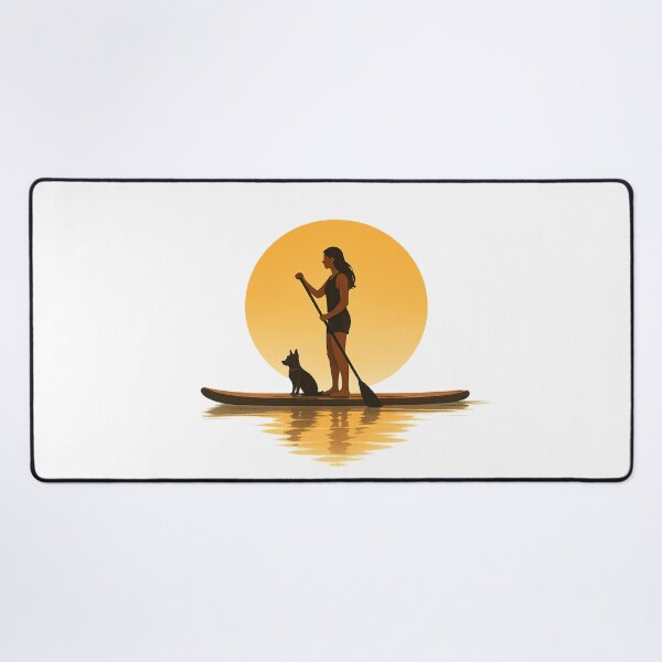 Item preview, Woman and Dog on Stand Up Paddle Board at Sunset designed and sold by SassyArtistry.