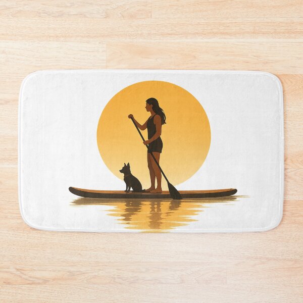 Item preview, Woman and Dog on Stand Up Paddle Board at Sunset designed and sold by SassyArtistry.
