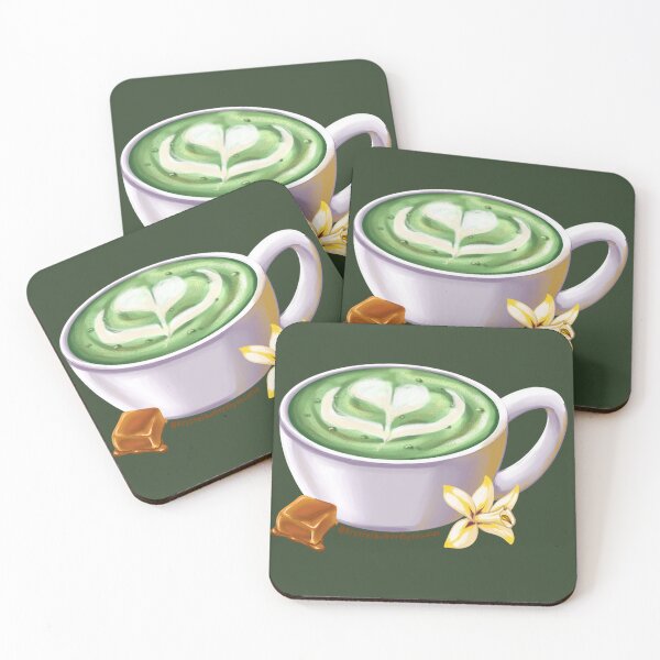 Item preview, Caramel Hot Matcha Latte Aesthetic Art designed and sold by KrystalBStudios.