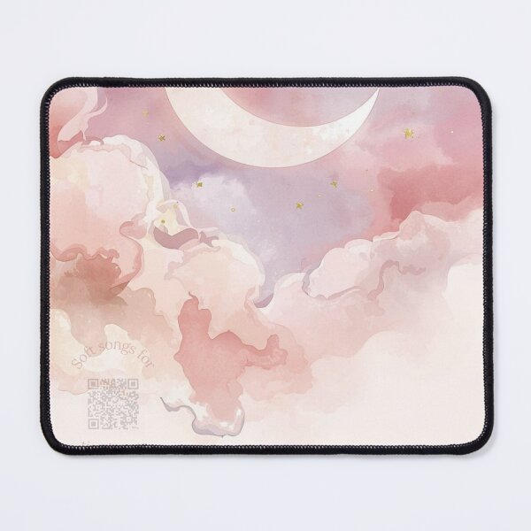 Item preview, Pink Cloud & Moon Watercolor – QR Lullaby Playlist (30 Soothing Songs) designed and sold by Esterlane.