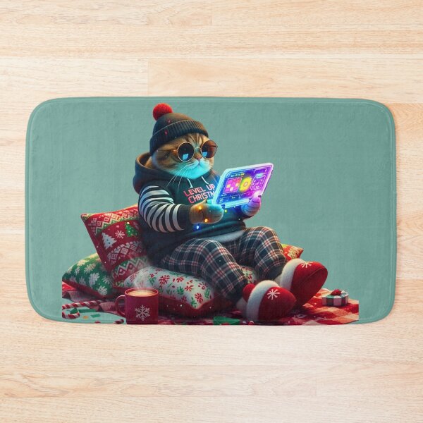 Item preview, Gamer Cat Christmas | Cool Cat Playing Video Games | Level Up Christmas Hoodie designed and sold by E-SarnEdge.