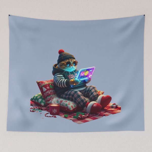 Item preview, Gamer Cat Christmas | Cool Cat Playing Video Games | Level Up Christmas Hoodie designed and sold by E-SarnEdge.
