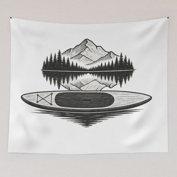 Item preview, Paddle Board with Mountain Reflection Illustration designed and sold by SassyArtistry.