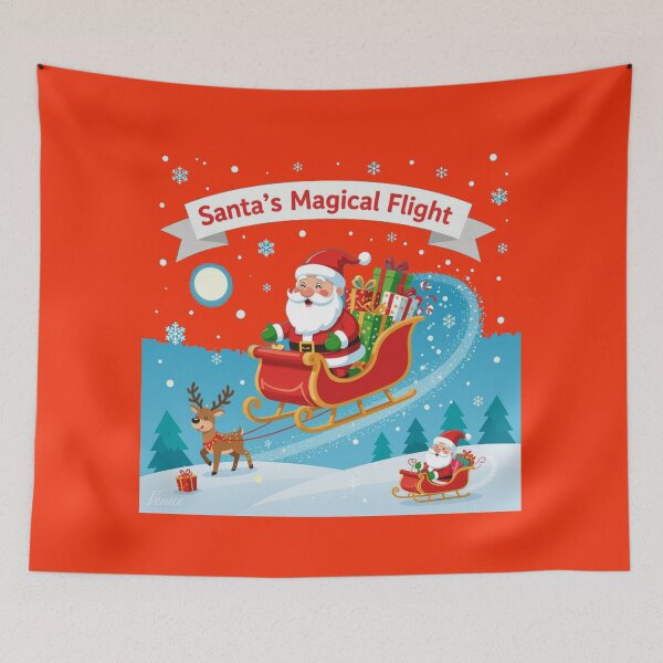 Item preview, Santa’s Magical Flight – 3D Cute & Funny Christmas Sky Scene,  designed and sold by PaintMeWorld.